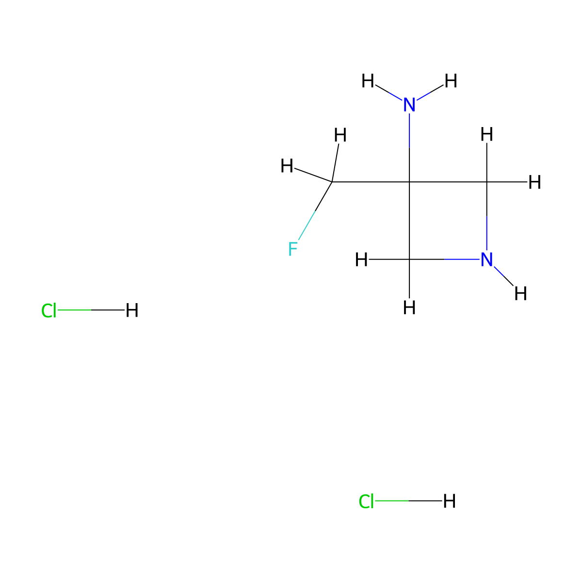 3-(Fluoromethyl)azetidin-3-amine;dihydrochloride molecular structure, CAS 2955551-47-8