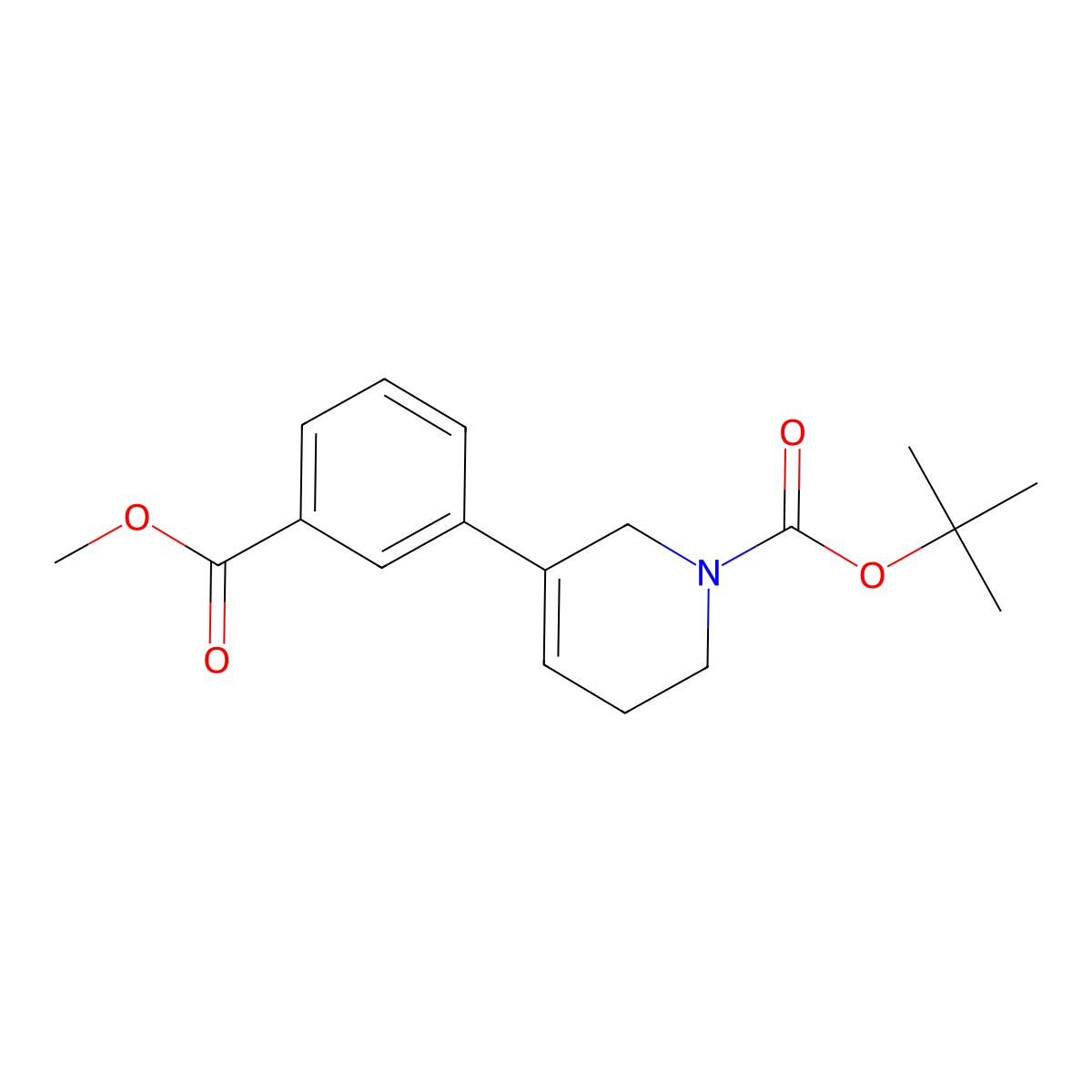 tert-butyl 5-(3-methoxycarbonylphenyl)-3,6-dihydro-2H-pyridine-1-carboxylate molecular structure, CAS 2955551-55-8