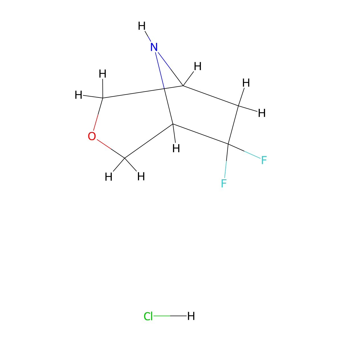 6,6-Difluoro-3-oxa-8-azabicyclo[3.2.1]octane hydrochloride molecular structure, CAS 2955551-75-2