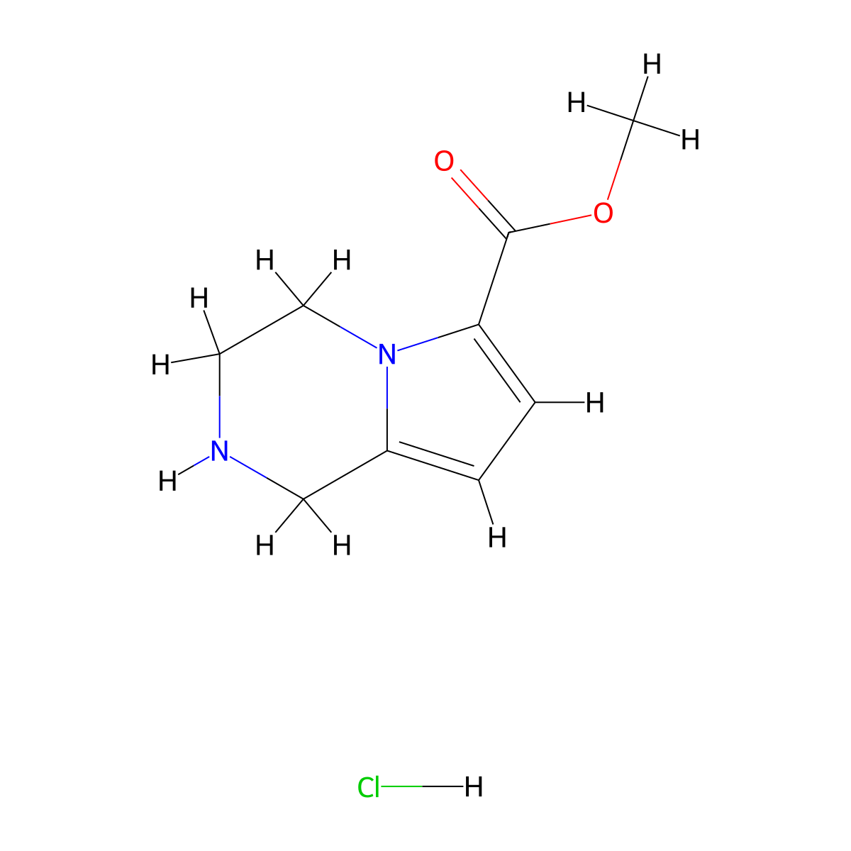 Methyl 1,2,3,4-tetrahydropyrrolo[1,2-a]pyrazine-6-carboxylate;hydrochloride molecular structure, CAS 2955552-16-4