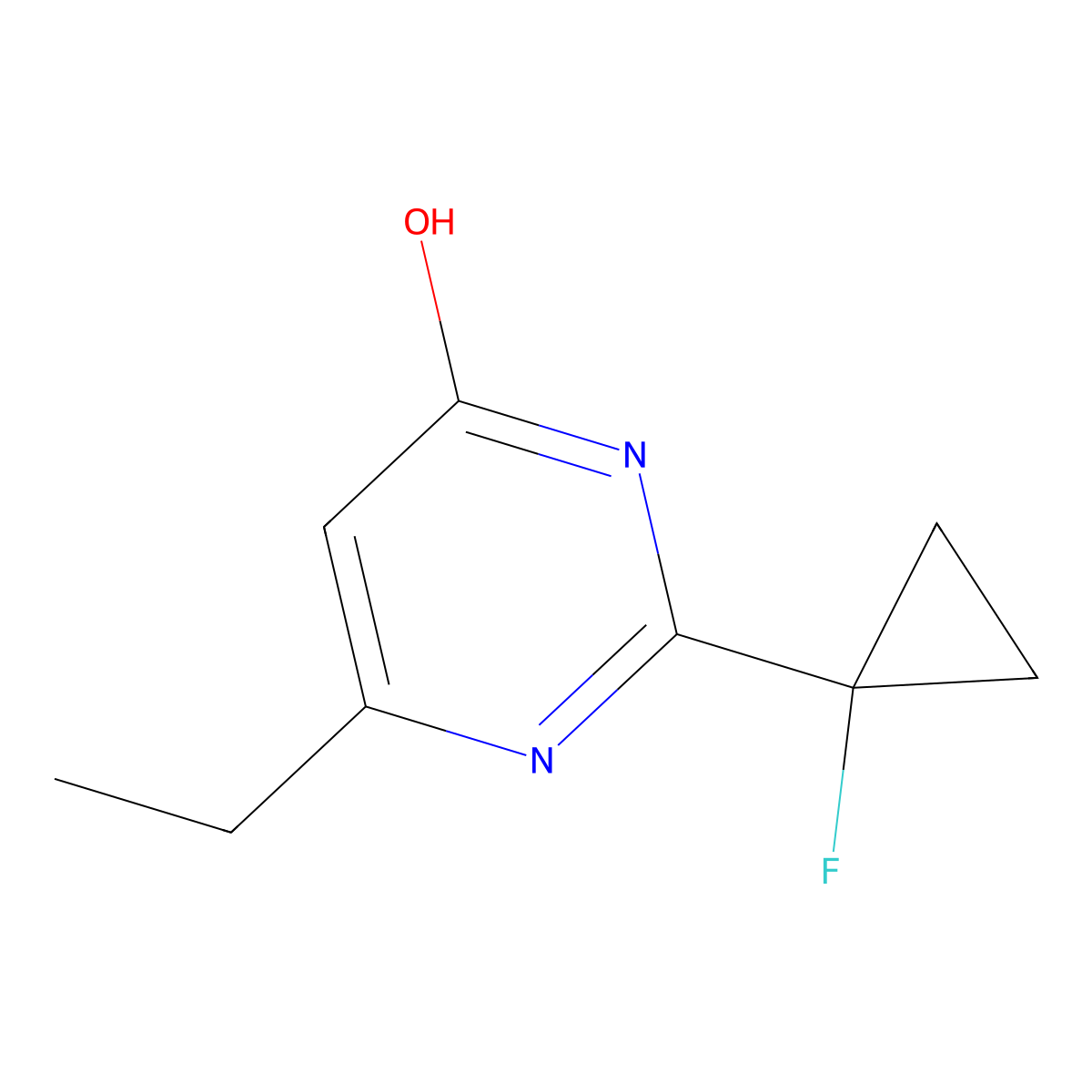 6-Ethyl-2-(1-fluorocyclopropyl)pyrimidin-4-ol molecular structure, CAS 2955552-24-4