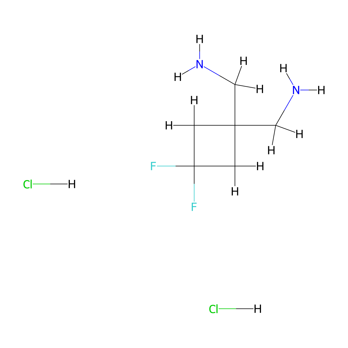 [1-(Aminomethyl)-3,3-difluoro-cyclobutyl]methanamine;dihydrochloride molecular structure, CAS 2955561-65-4