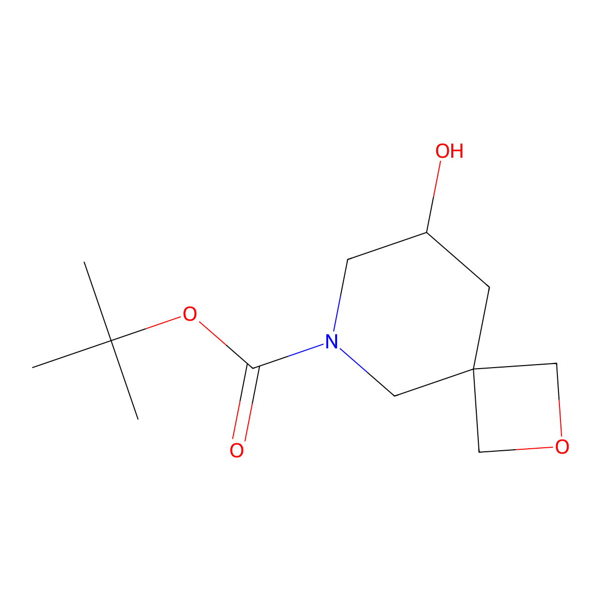Tert-butyl 8-hydroxy-2-oxa-6-azaspiro[3.5]nonane-6-carboxylate molecular structure, CAS 2955561-66-5