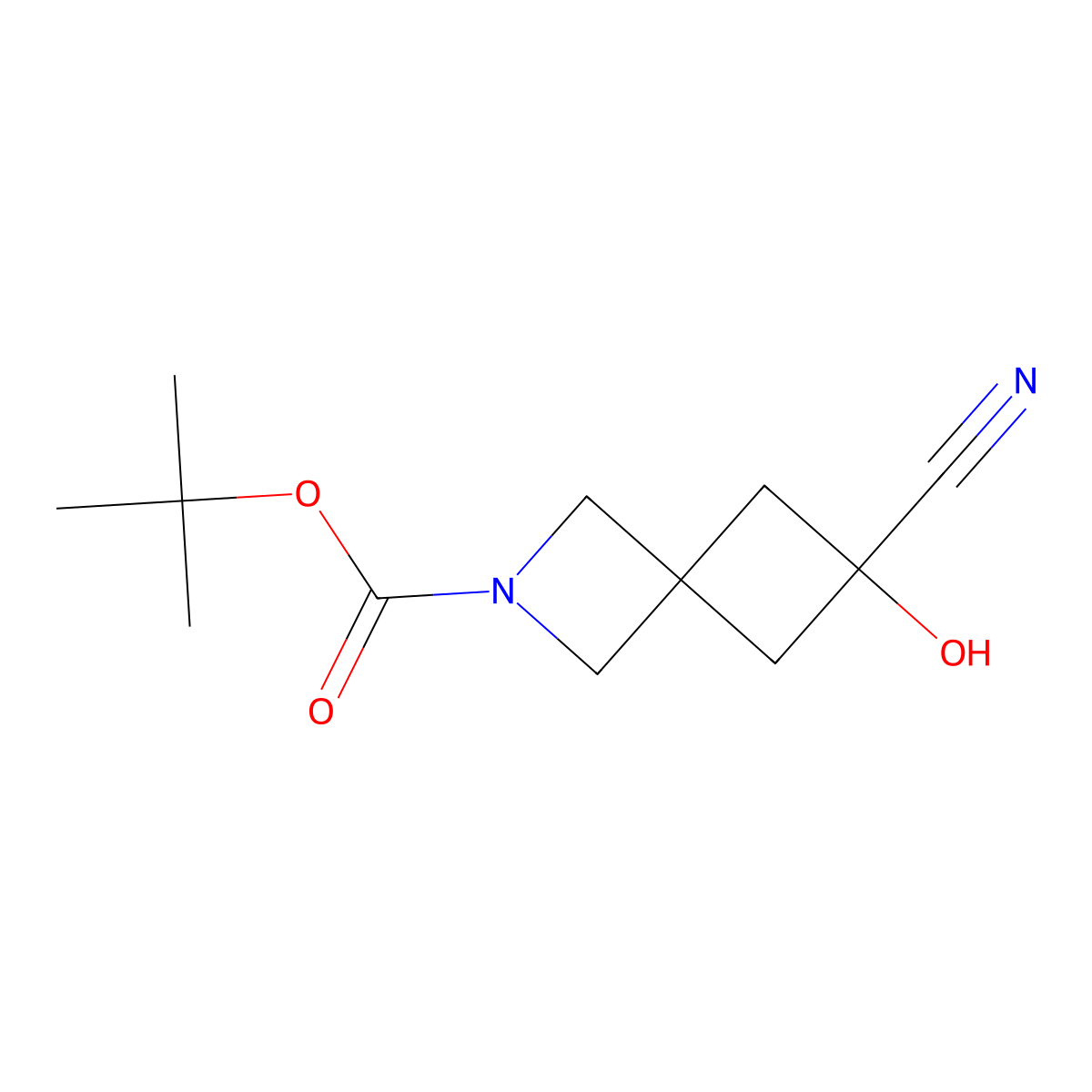 Tert-butyl 6-cyano-6-hydroxy-2-azaspiro[3.3]heptane-2-carboxylate molecular structure, CAS 2955579-45-8
