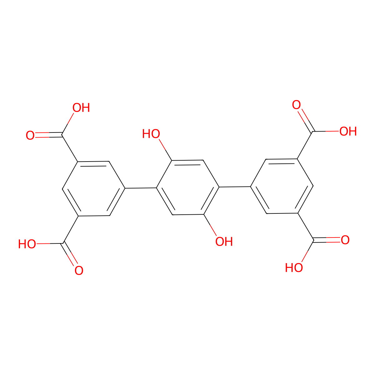 2',5'-Dihydroxy-[1,1':4',1''-terphenyl]-3,3'',5,5''-tetracarboxylic acid molecular structure, CAS 2955617-77-1