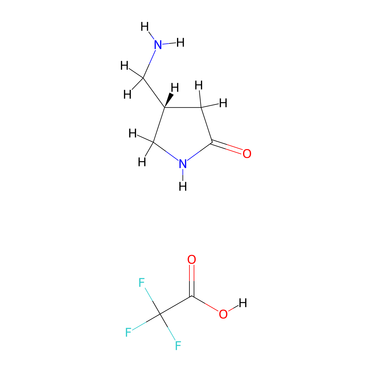 (4S)-4-(aminomethyl)pyrrolidin-2-one, trifluoroacetic acid molecular structure, CAS 2955636-32-3