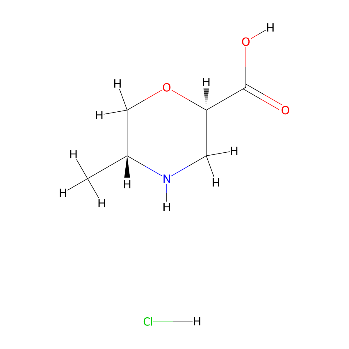 (2R,5R)-5-methylmorpholine-2-carboxylic acid hydrochloride molecular structure, CAS 2955636-35-6