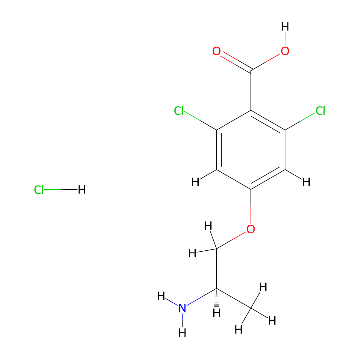 4-[(2R)-2-aminopropoxy]-2,6-dichlorobenzoic acid hydrochloride molecular structure, CAS 2955636-38-9