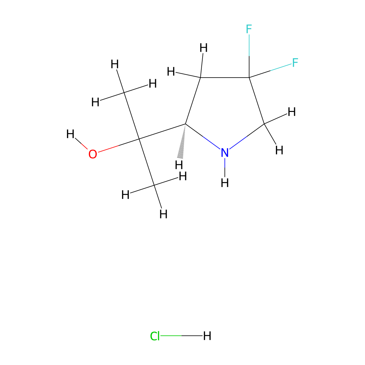 2-[(2R)-4,4-difluoropyrrolidin-2-yl]propan-2-ol hydrochloride molecular structure, CAS 2955636-61-8