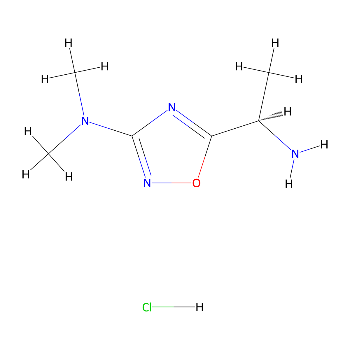 5-[(1R)-1-aminoethyl]-N,N-dimethyl-1,2,4-oxadiazol-3-amine hydrochloride molecular structure, CAS 2955636-64-1
