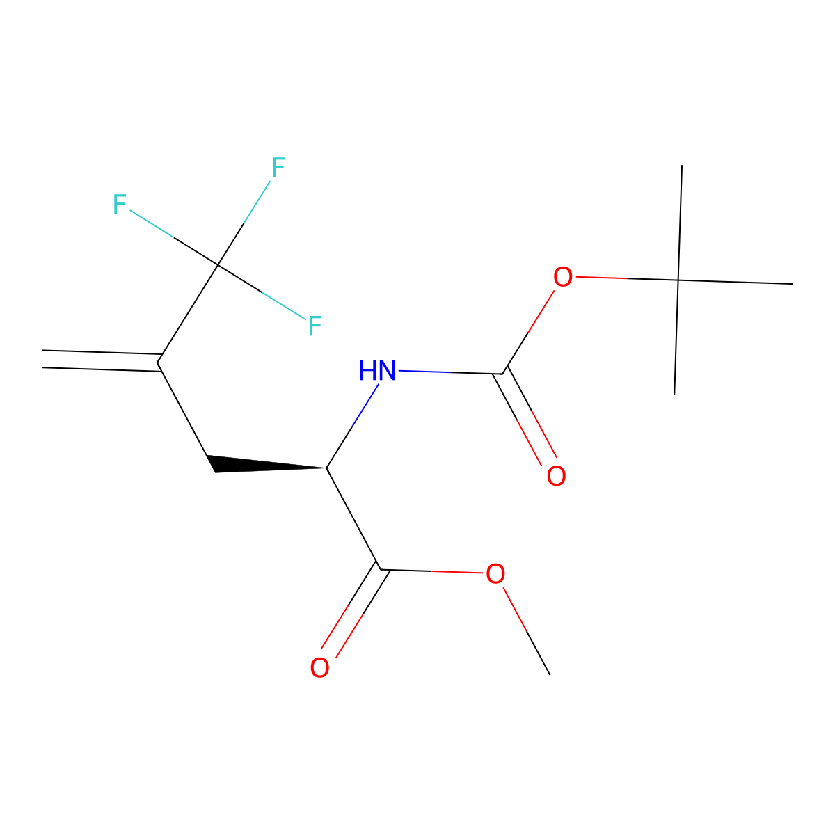 methyl (2R)-2-{[(tert-butoxy)carbonyl]amino}-4-(trifluoromethyl)pent-4-enoate molecular structure, CAS 2955636-66-3