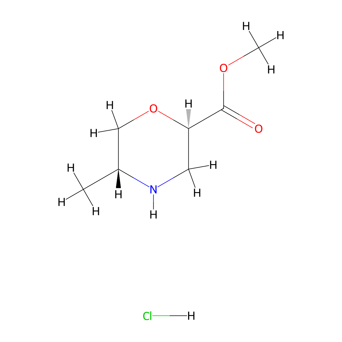 Methyl (2R,5R)-5-methylmorpholine-2-carboxylate hydrochloride molecular structure, CAS 2955636-80-1