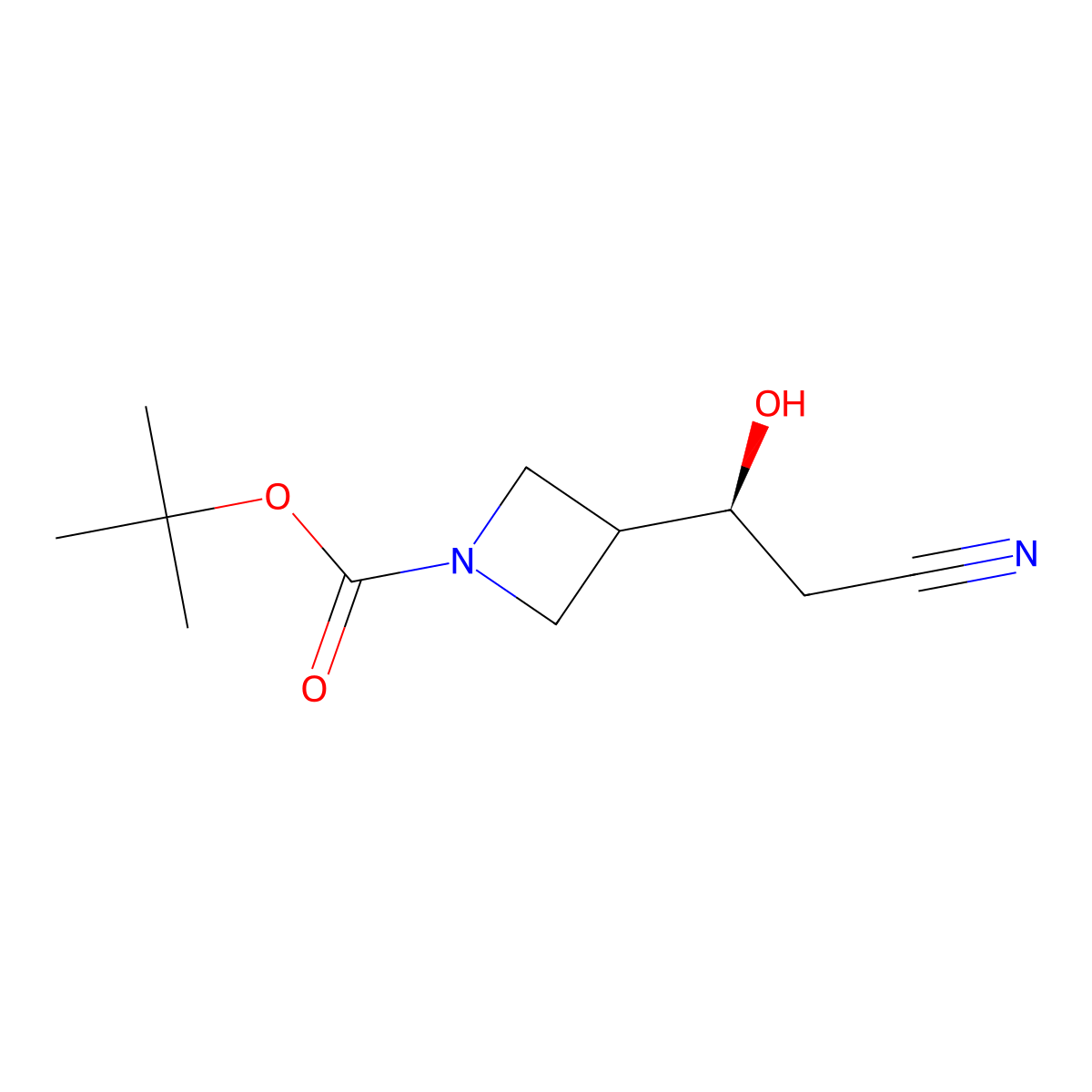 tert-butyl 3-[(1S)-2-cyano-1-hydroxyethyl]azetidine-1-carboxylate molecular structure, CAS 2955636-81-2