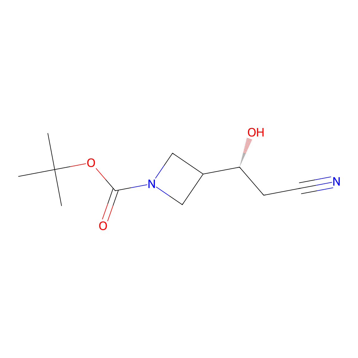 tert-butyl 3-[(1R)-2-cyano-1-hydroxyethyl]azetidine-1-carboxylate molecular structure, CAS 2955636-82-3