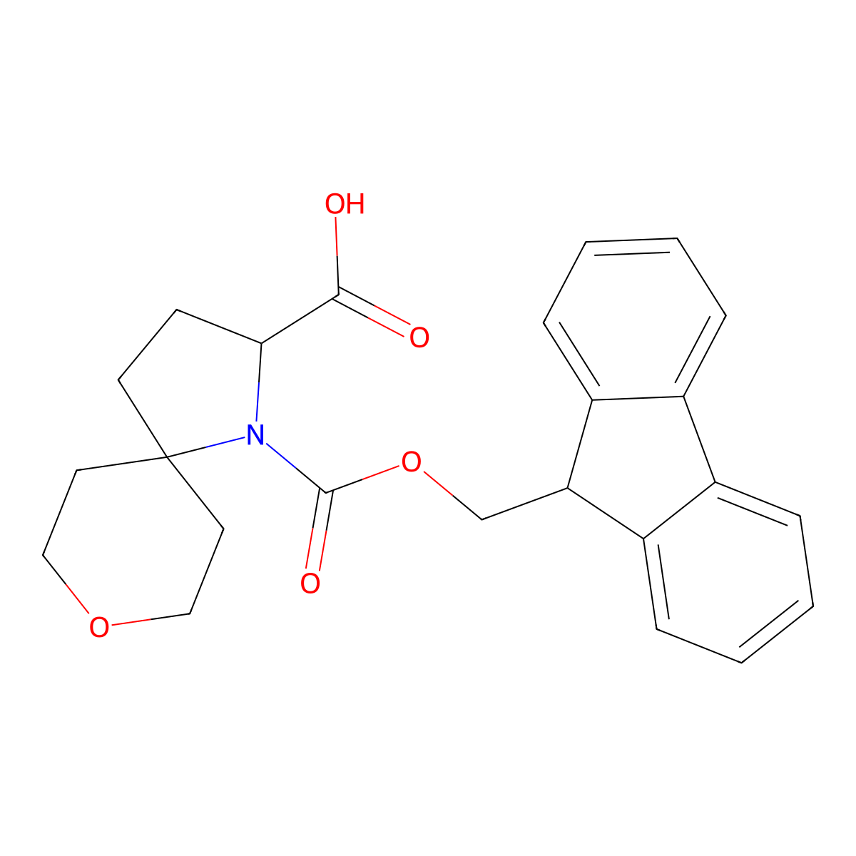 1-{[(9H-fluoren-9-yl)methoxy]carbonyl}-8-oxa-1-azaspiro[4.5]decane-2-carboxylic acid molecular structure, CAS 2955707-87-4