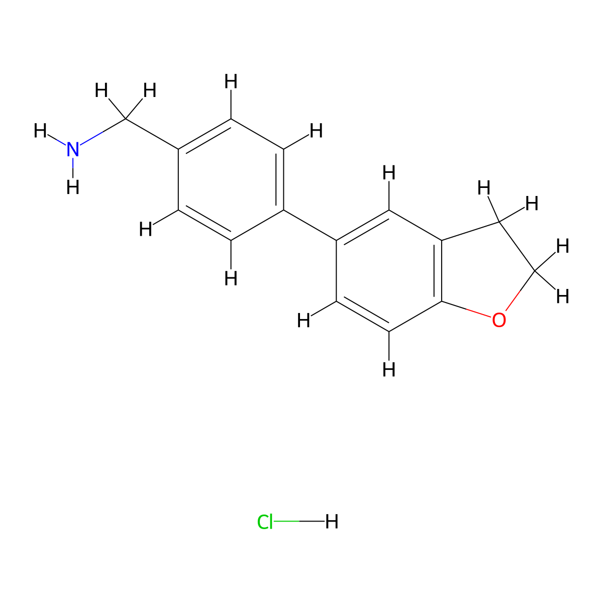 [4-(2,3-Dihydro-1-benzofuran-5-yl)phenyl]methanamine;hydrochloride molecular structure, CAS 2955707-88-5