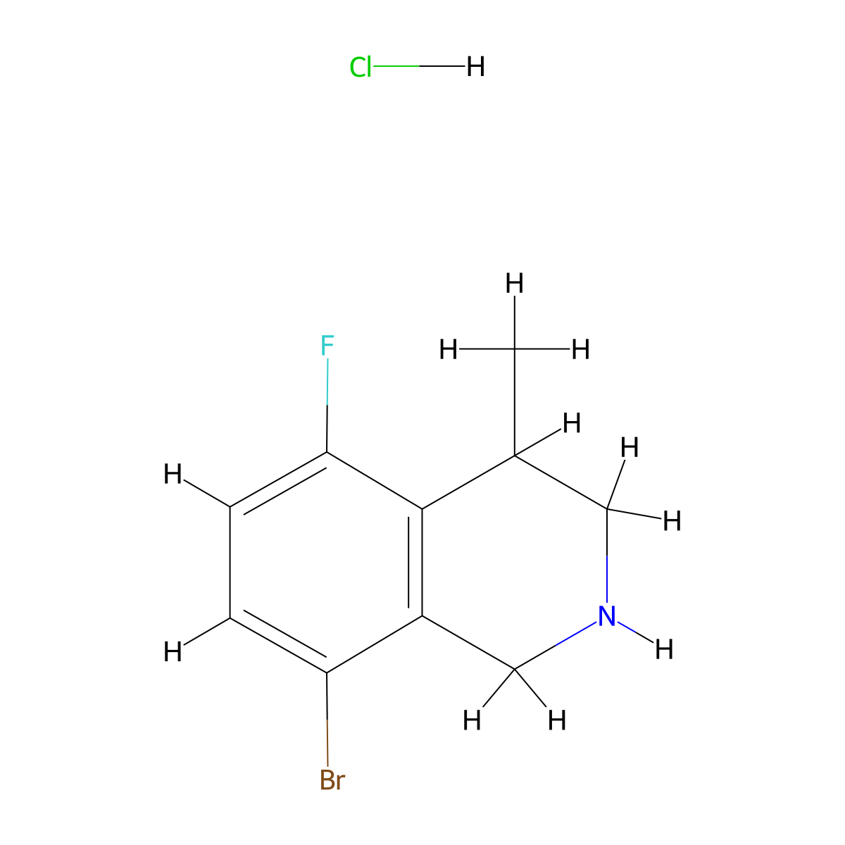 8-Bromo-5-fluoro-4-methyl-1,2,3,4-tetrahydroisoquinoline hydrochloride molecular structure, CAS 2955707-96-5