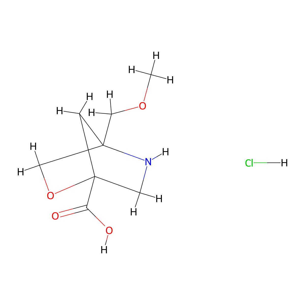 4-(Methoxymethyl)-2-oxa-5-azabicyclo[2.2.1]heptane-1-carboxylic acid hydrochloride molecular structure, CAS 2955708-03-7