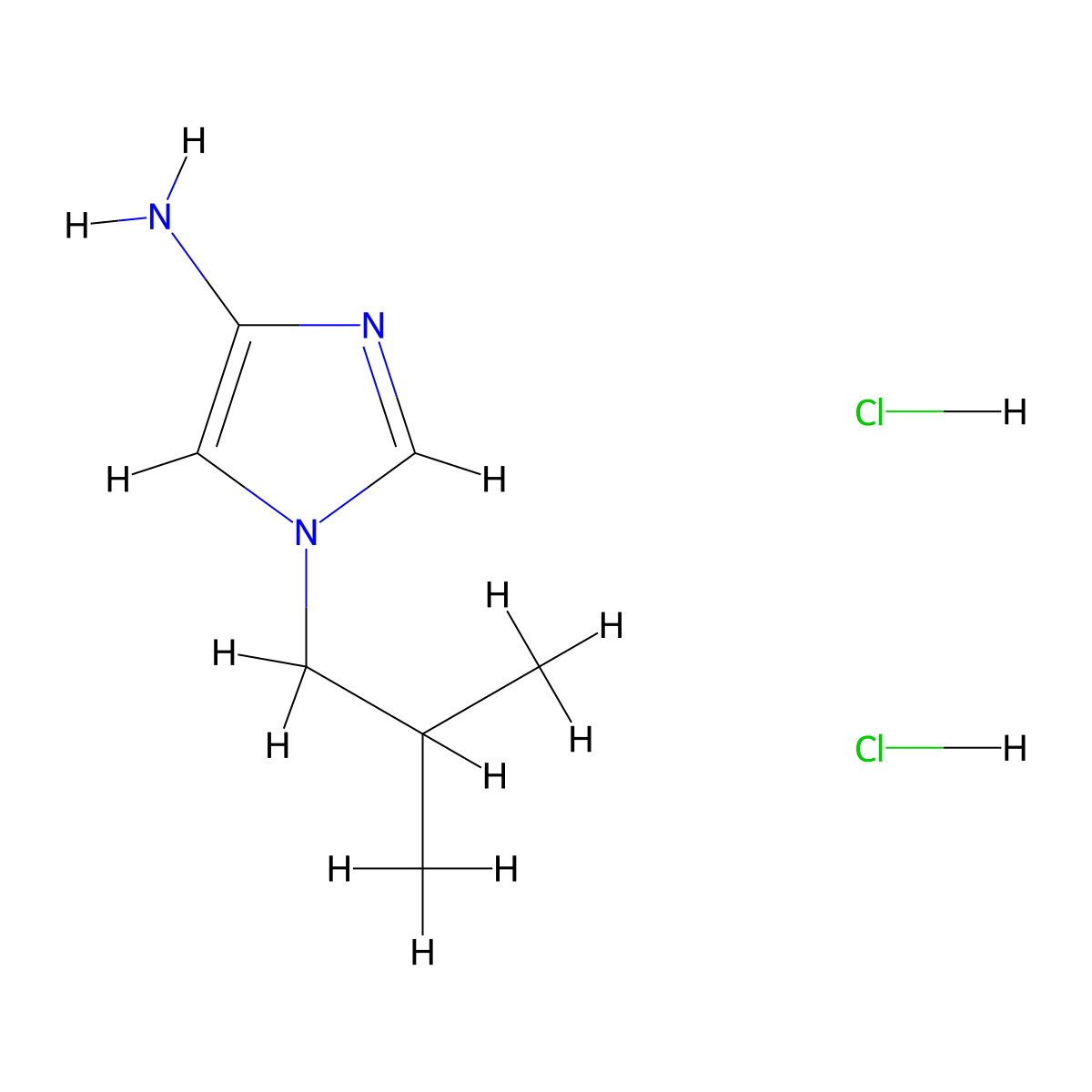 1-(2-methylpropyl)-1H-imidazol-4-amine dihydrochloride molecular structure, CAS 2955708-11-7
