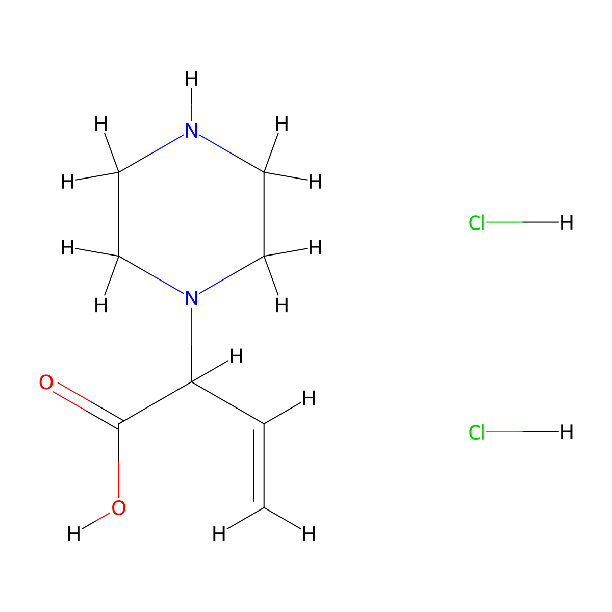 2-(Piperazin-1-yl)but-3-enoic acid dihydrochloride molecular structure, CAS 2955708-20-8
