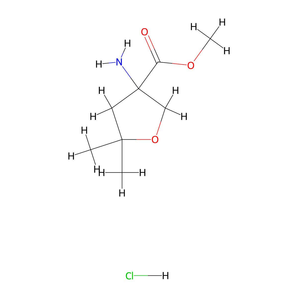 Methyl 3-amino-5,5-dimethyloxolane-3-carboxylate hydrochloride molecular structure, CAS 2955708-22-0