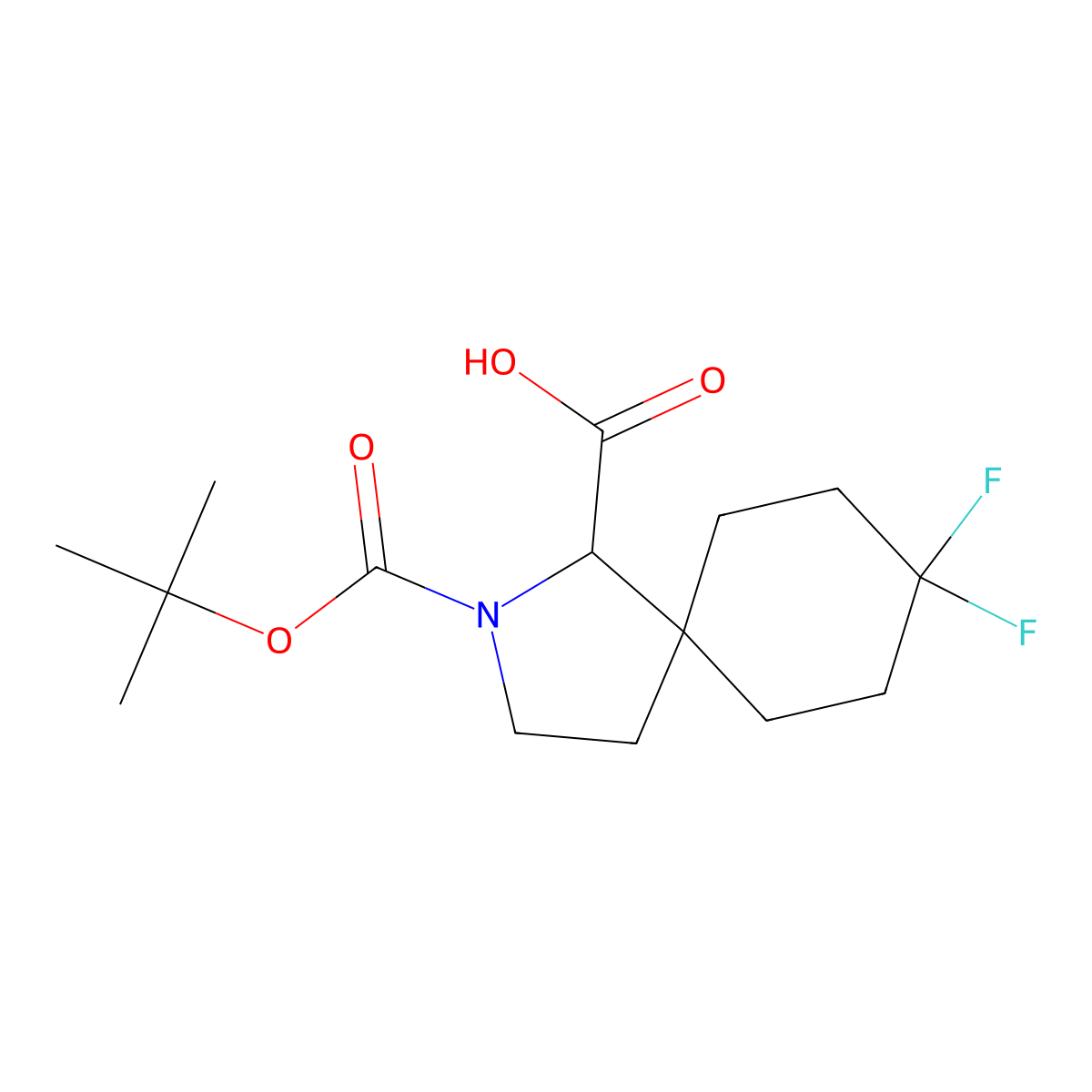 2-[(Tert-butoxy)carbonyl]-8,8-difluoro-2-azaspiro[4.5]decane-1-carboxylic acid molecular structure, CAS 2955708-24-2