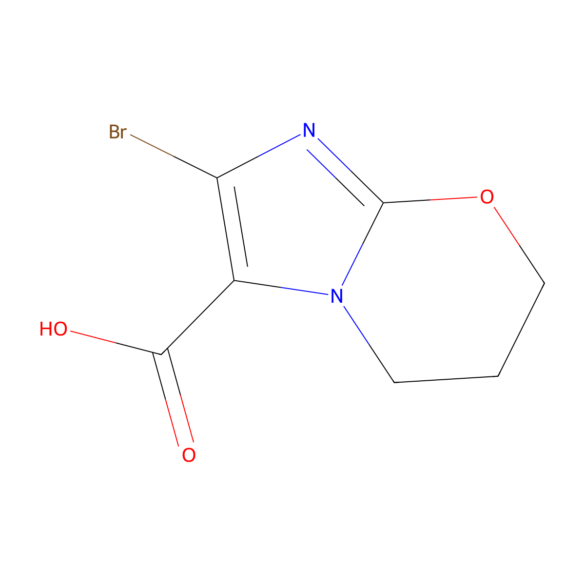2-bromo-5H,6H,7H-imidazo[2,1-b][1,3]oxazine-3-carboxylic acid molecular structure, CAS 2955708-29-7