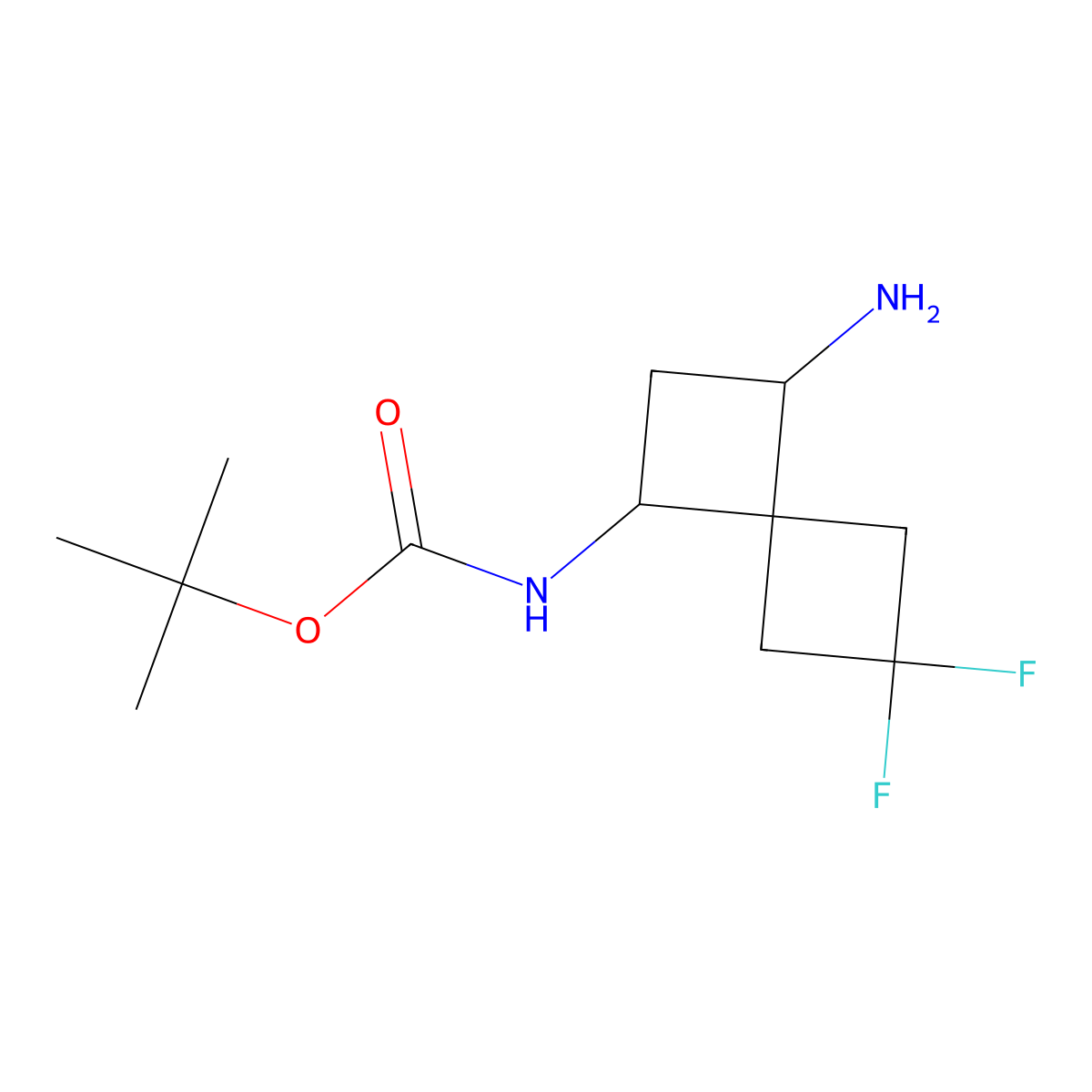tert-butyl N-{3-amino-6,6-difluorospiro[3.3]heptan-1-yl}carbamate molecular structure, CAS 2955708-33-3