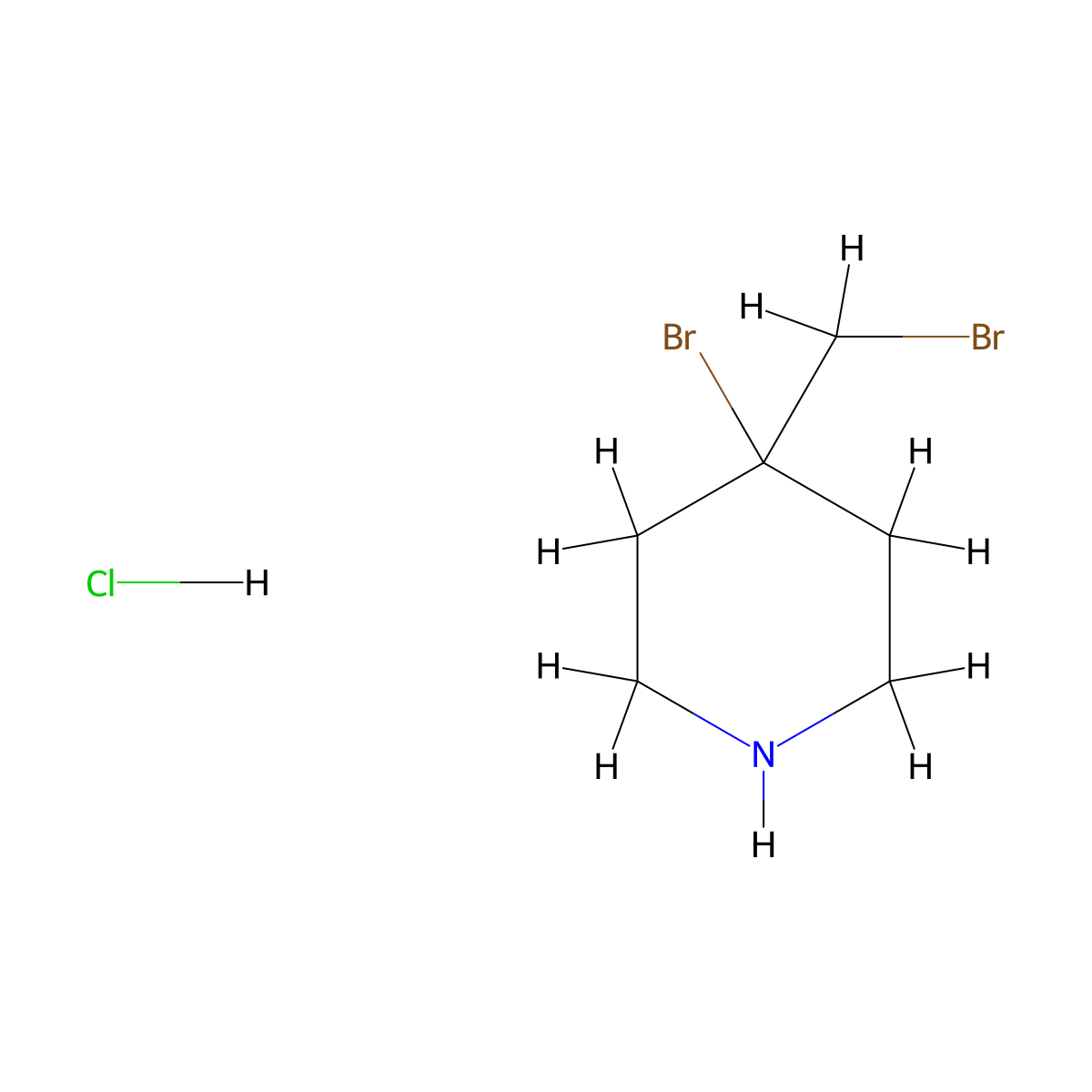 4-Bromo-4-(bromomethyl)piperidine hydrochloride molecular structure, CAS 2955708-35-5