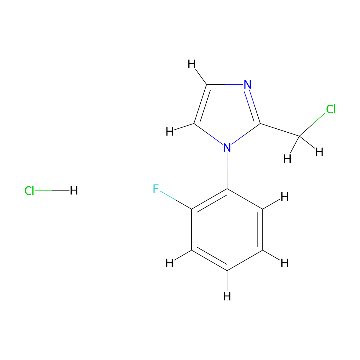 2-(chloromethyl)-1-(2-fluorophenyl)-1H-imidazole hydrochloride molecular structure, CAS 2955708-51-5