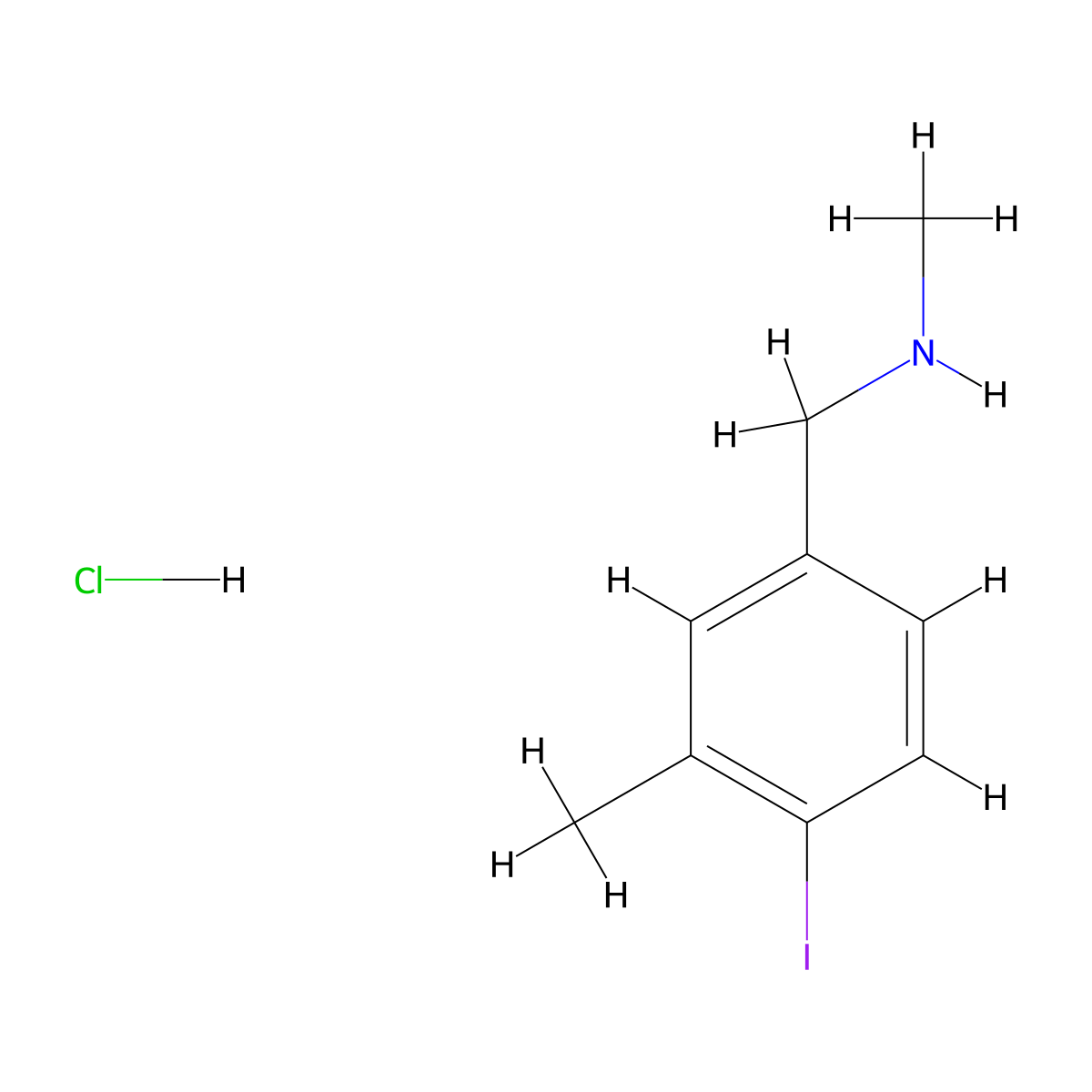 [(4-Iodo-3-methylphenyl)methyl](methyl)amine hydrochloride molecular structure, CAS 2955708-55-9
