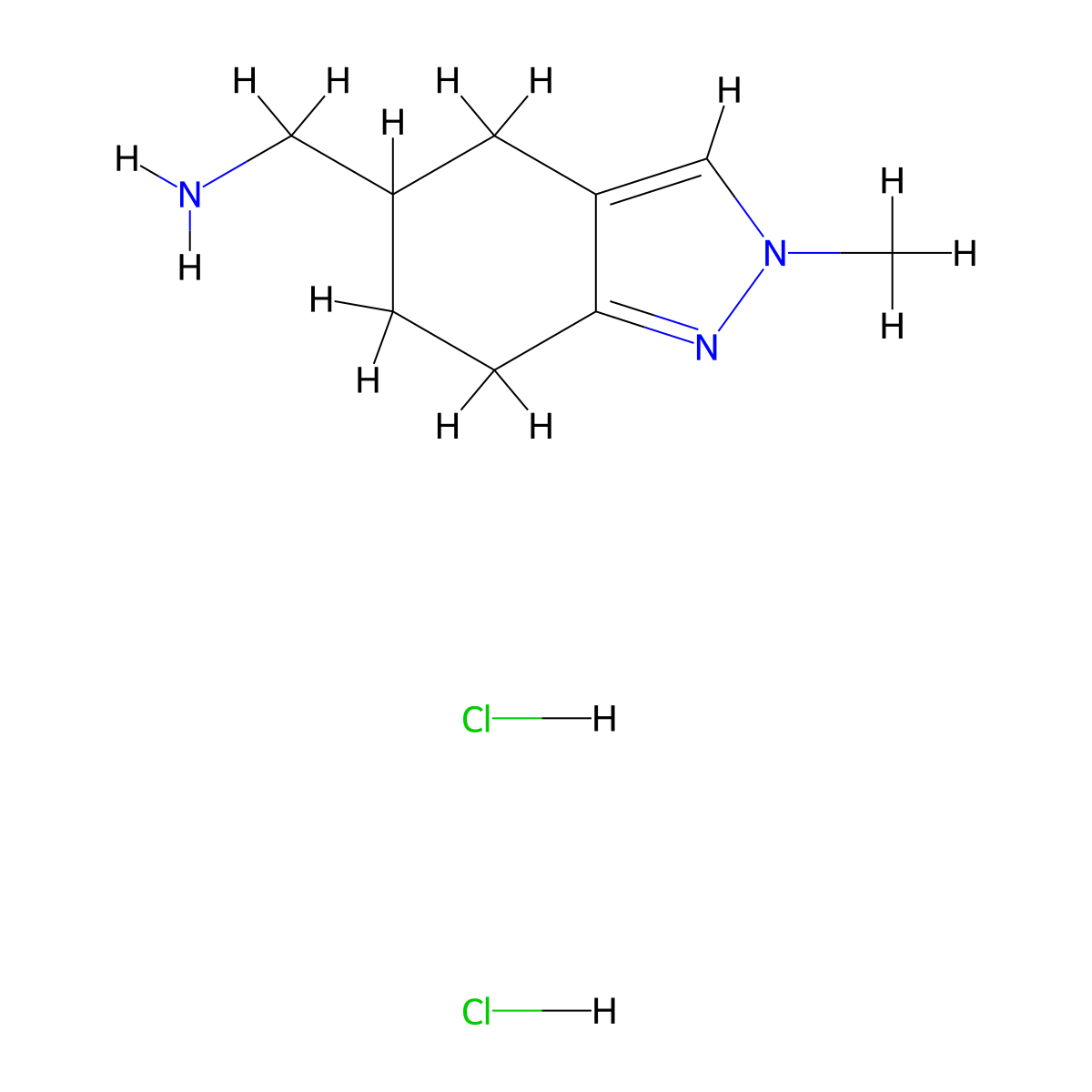 1-(2-methyl-4,5,6,7-tetrahydro-2H-indazol-5-yl)methanamine dihydrochloride molecular structure, CAS 2955708-57-1