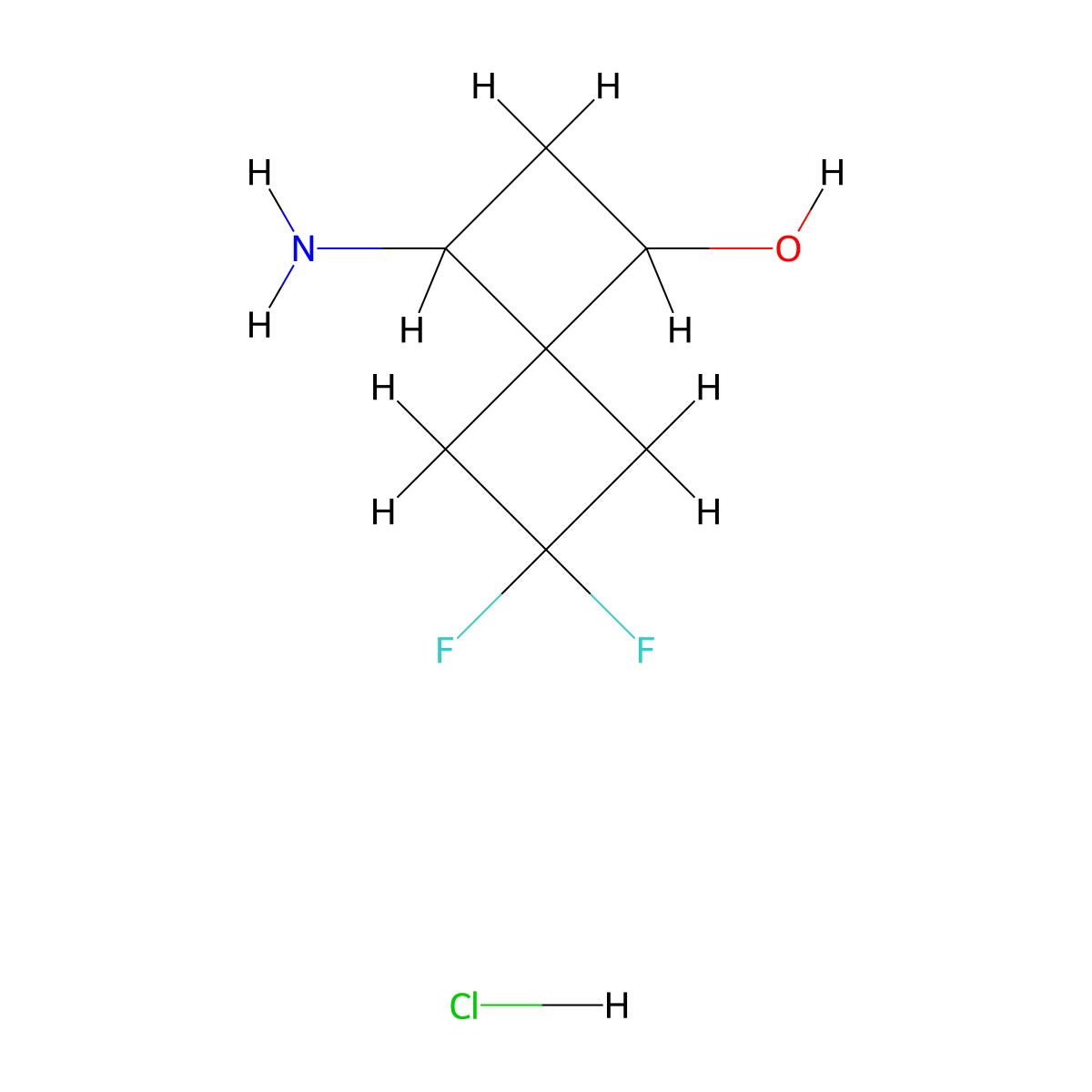 1-Amino-6,6-difluorospiro[3.3]heptan-3-ol;hydrochloride molecular structure, CAS 2955708-58-2
