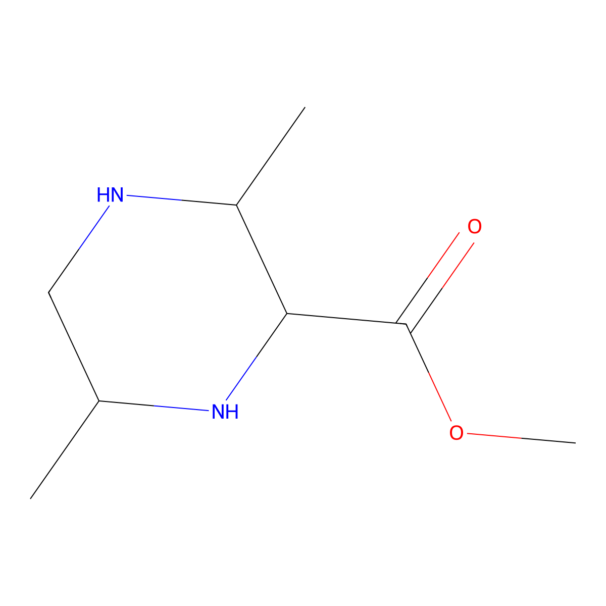 Methyl 3,6-dimethylpiperazine-2-carboxylate molecular structure, CAS 2955708-61-7