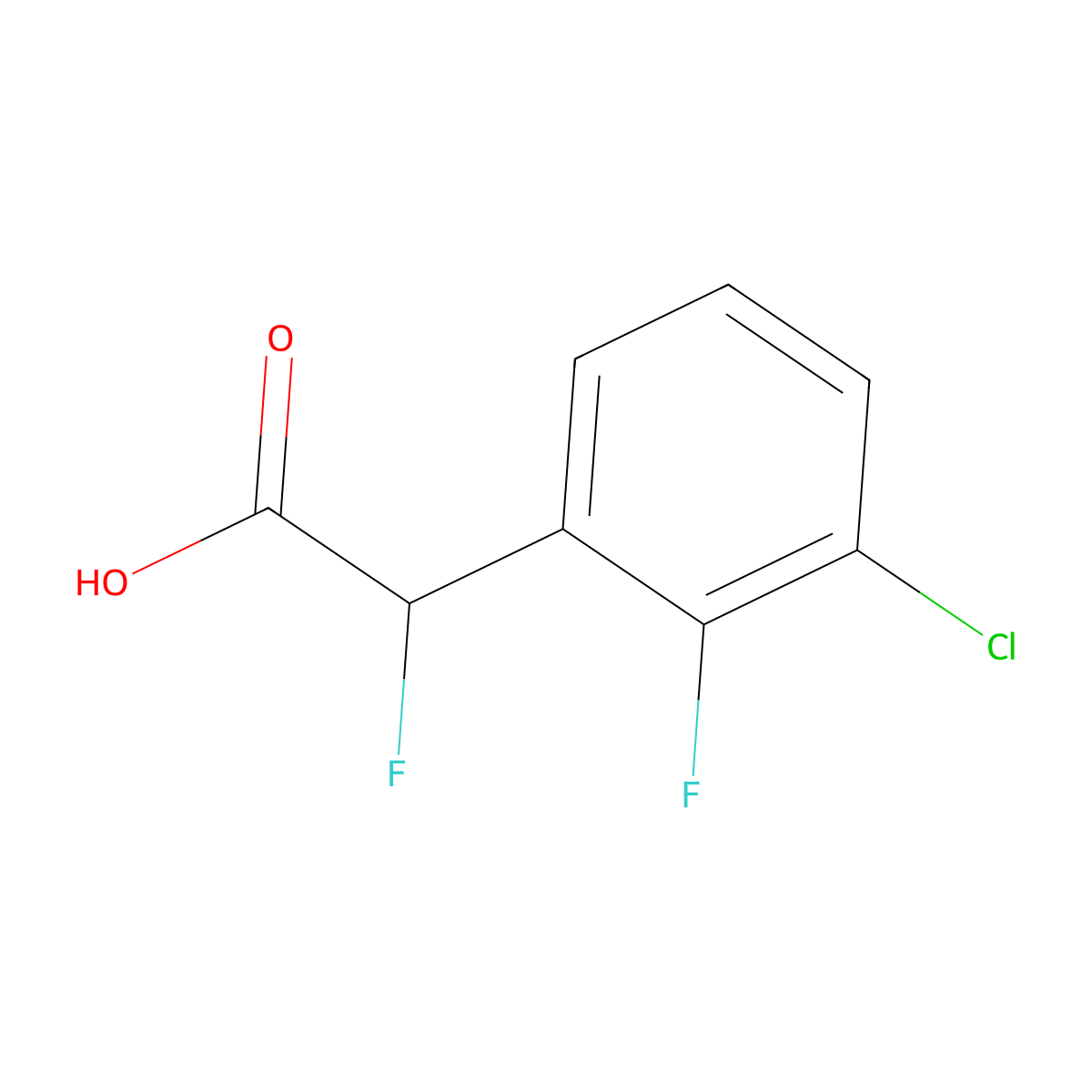 2-(3-Chloro-2-fluorophenyl)-2-fluoroacetic acid molecular structure, CAS 2955708-63-9