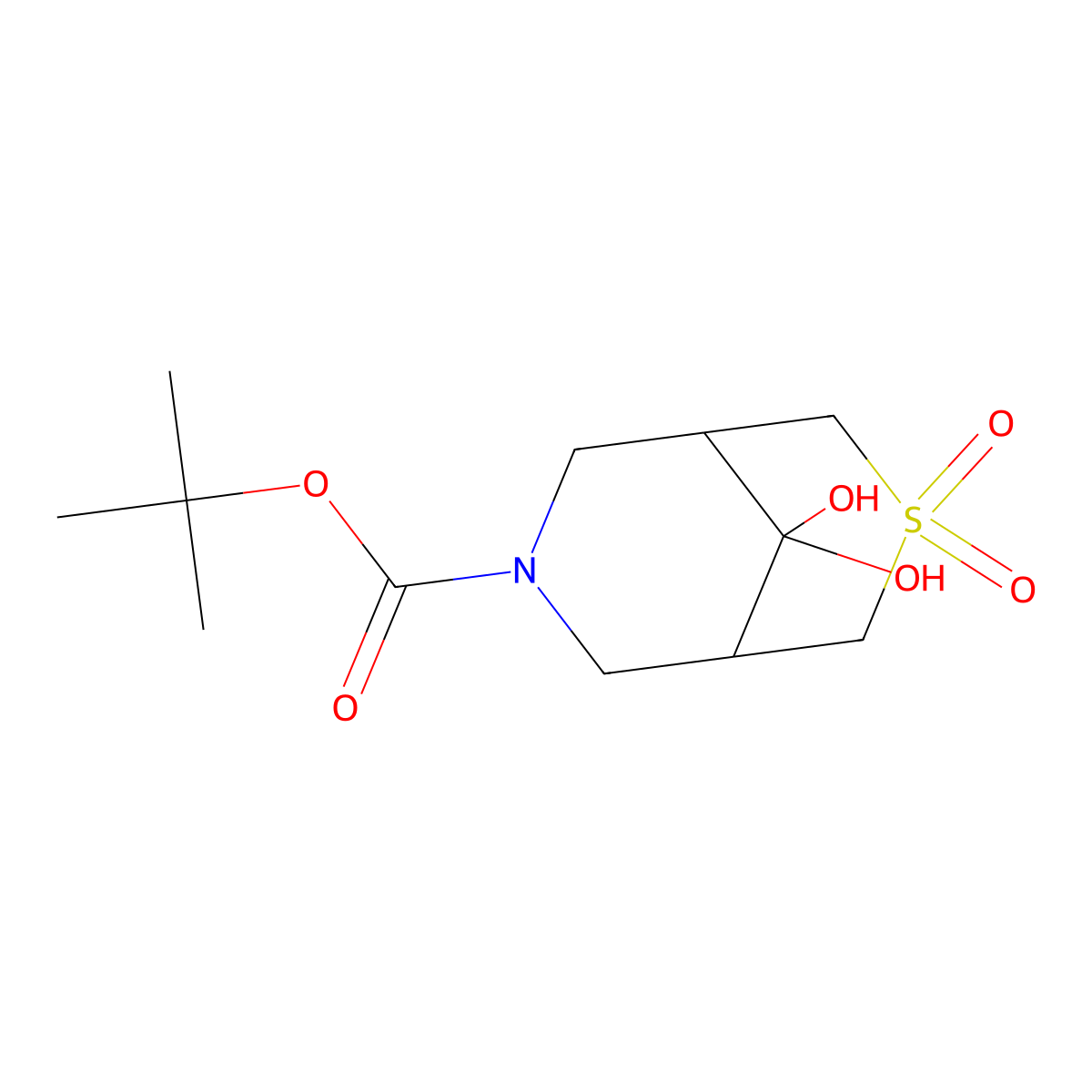 Tert-butyl 9,9-dihydroxy-3,3-dioxo-3lambda6-thia-7-azabicyclo[3.3.1]nonane-7-carboxylate molecular structure, CAS 2955708-68-4