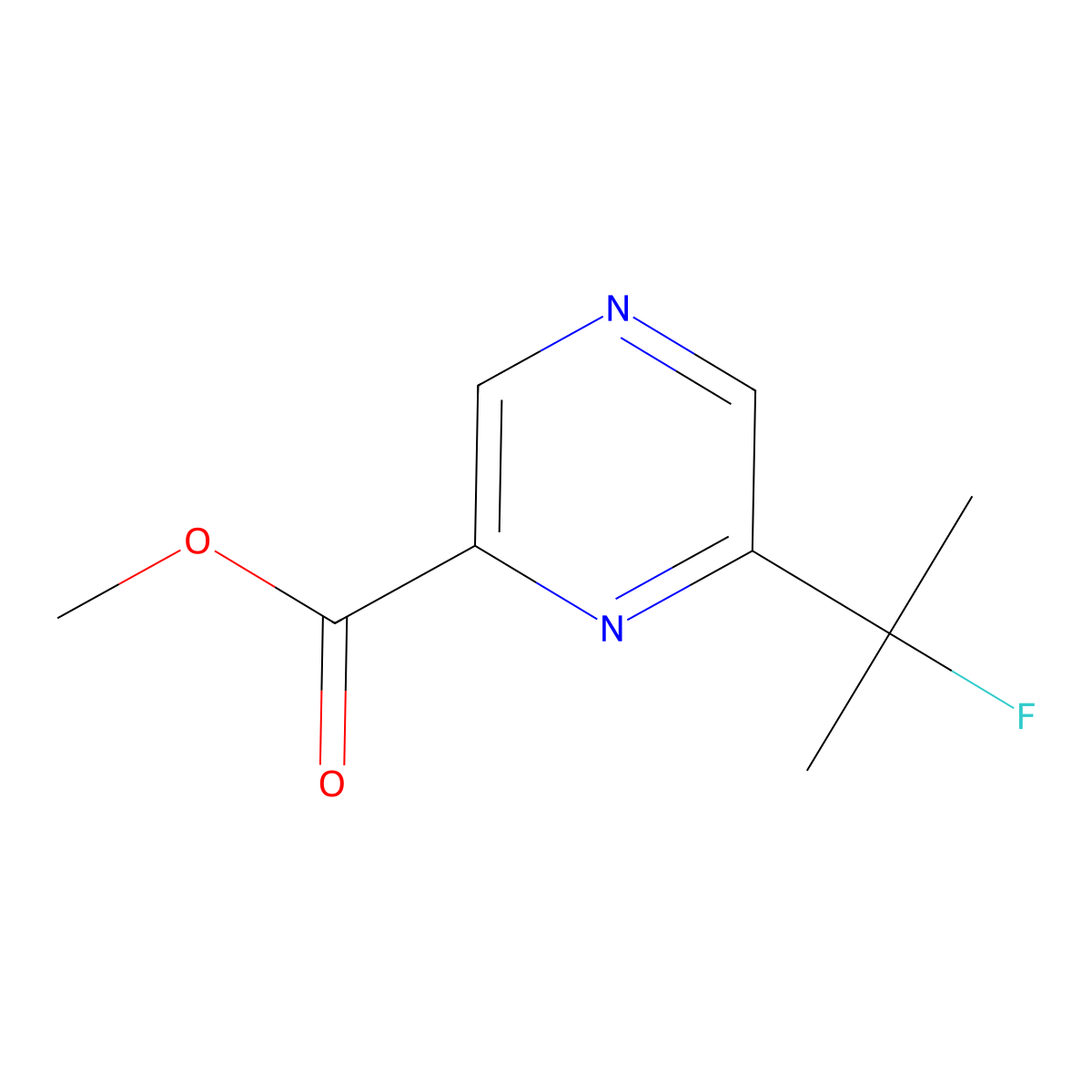 Methyl 6-(2-fluoropropan-2-yl)pyrazine-2-carboxylate molecular structure, CAS 2955708-73-1
