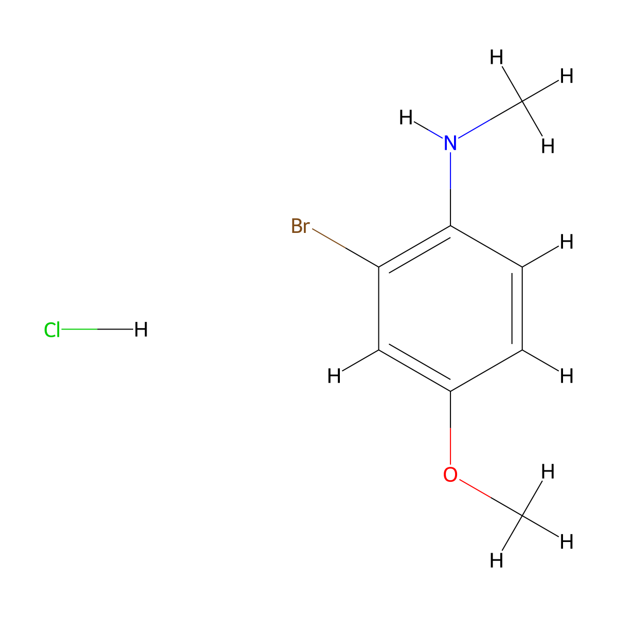 2-bromo-4-methoxy-N-methylaniline hydrochloride molecular structure, CAS 2955708-80-0