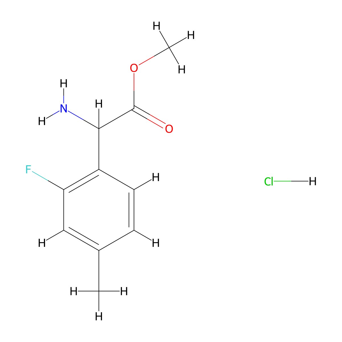 Methyl 2-amino-2-(2-fluoro-4-methylphenyl)acetate hydrochloride molecular structure, CAS 2955708-88-8