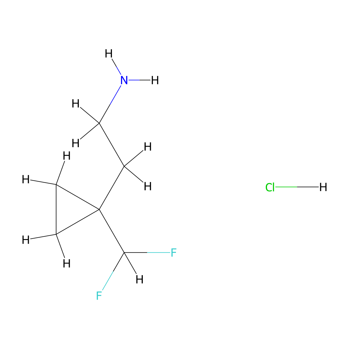 2-[1-(Difluoromethyl)cyclopropyl]ethan-1-amine hydrochloride molecular structure, CAS 2955708-90-2