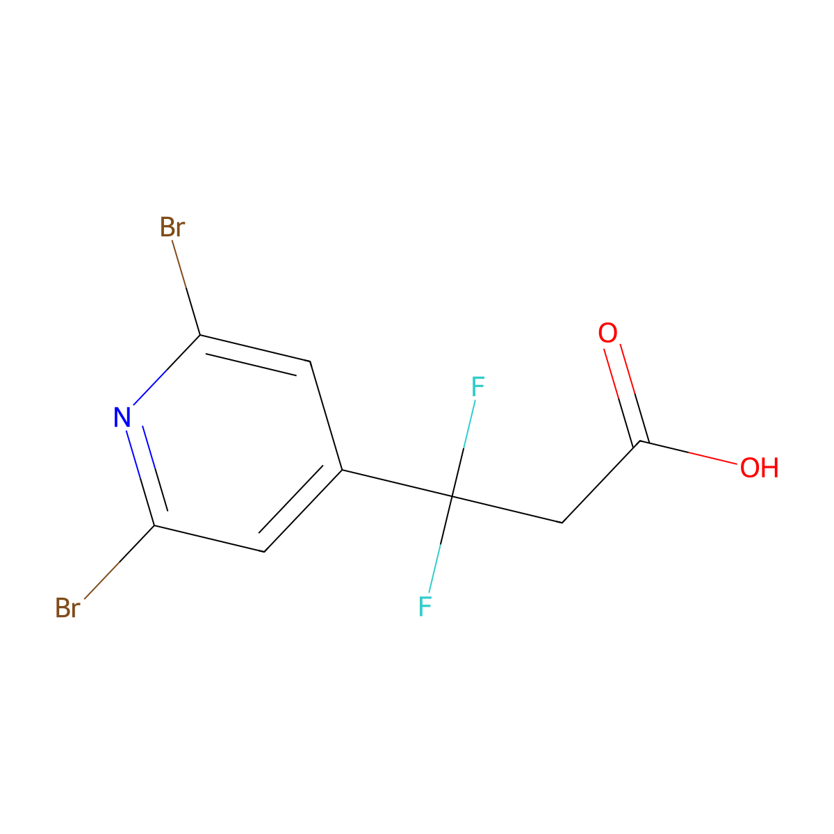 3-(2,6-Dibromopyridin-4-yl)-3,3-difluoropropanoic acid molecular structure, CAS 2955709-02-9