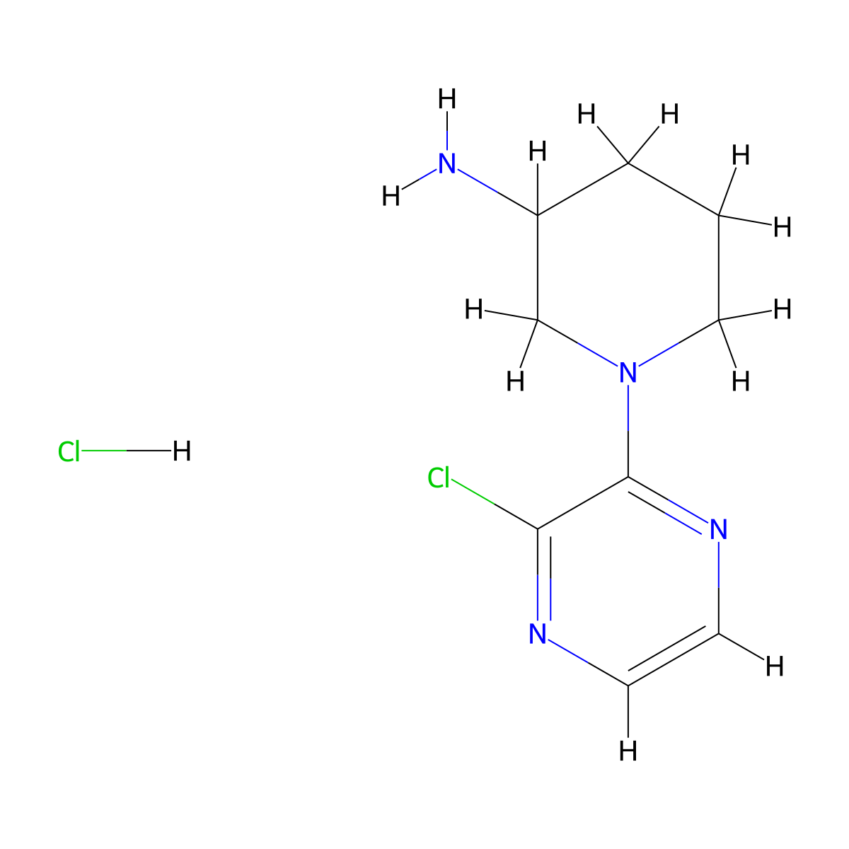 1-(3-Chloropyrazin-2-yl)piperidin-3-amine hydrochloride molecular structure, CAS 2955709-04-1