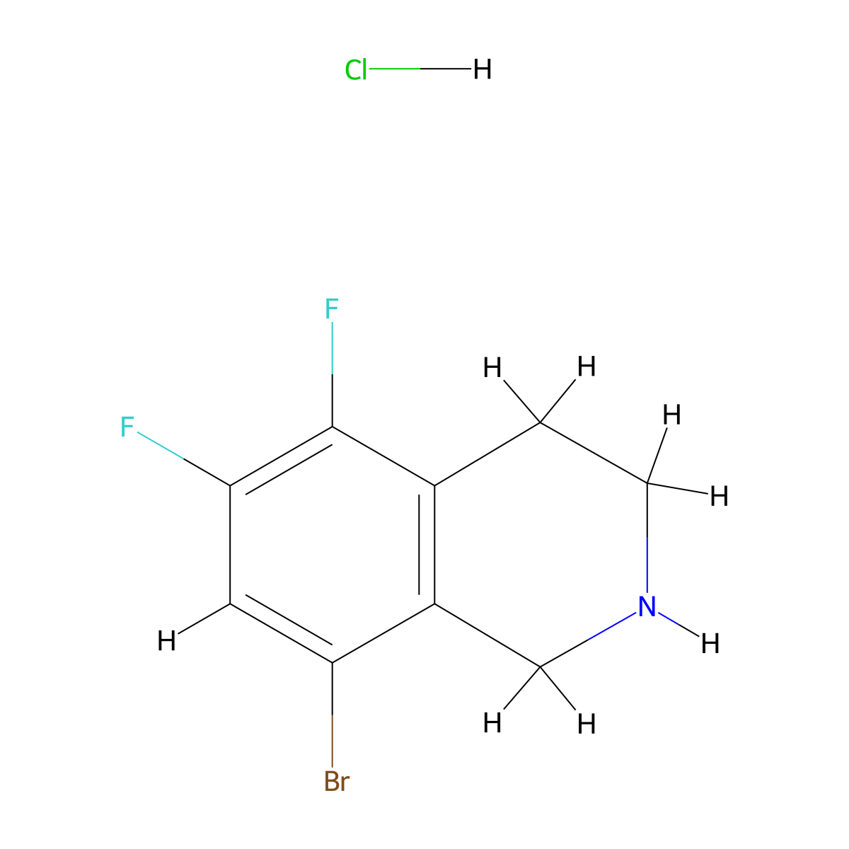 8-Bromo-5,6-difluoro-1,2,3,4-tetrahydroisoquinoline hydrochloride molecular structure, CAS 2955709-05-2