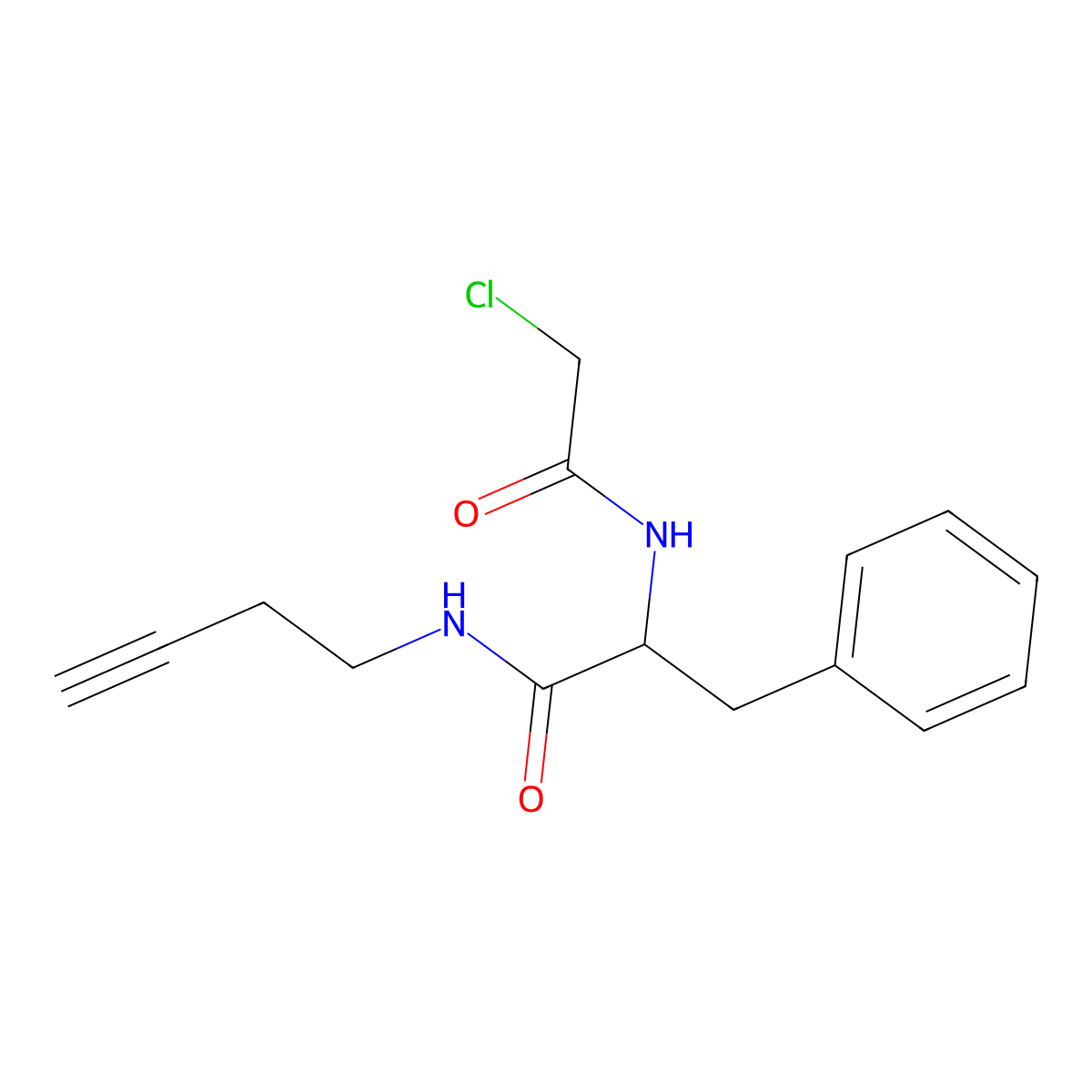 N-(but-3-yn-1-yl)-2-(2-chloroacetamido)-3-phenylpropanamide molecular structure, CAS 2955709-13-2