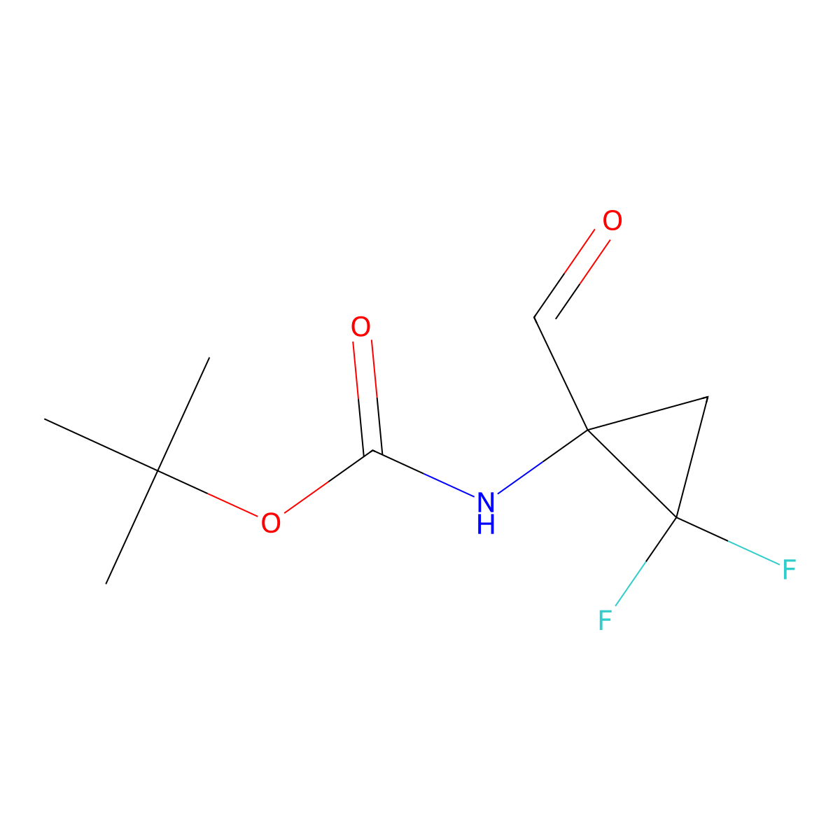 tert-butyl N-(2,2-difluoro-1-formylcyclopropyl)carbamate molecular structure, CAS 2955709-28-9