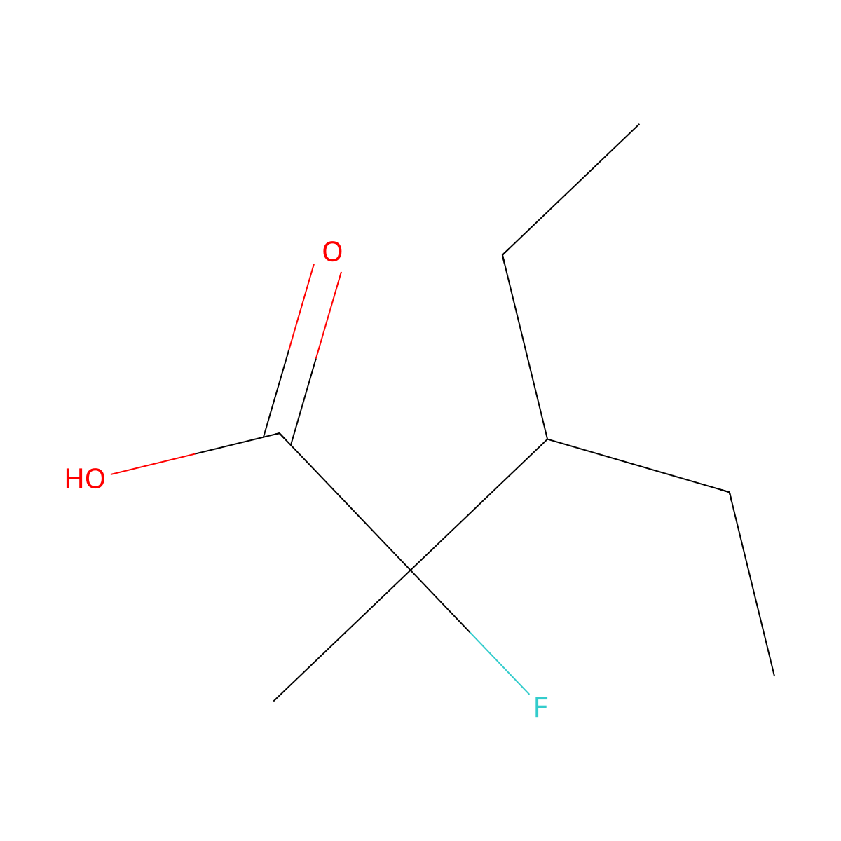 3-Ethyl-2-fluoro-2-methylpentanoic acid molecular structure, CAS 2955709-30-3