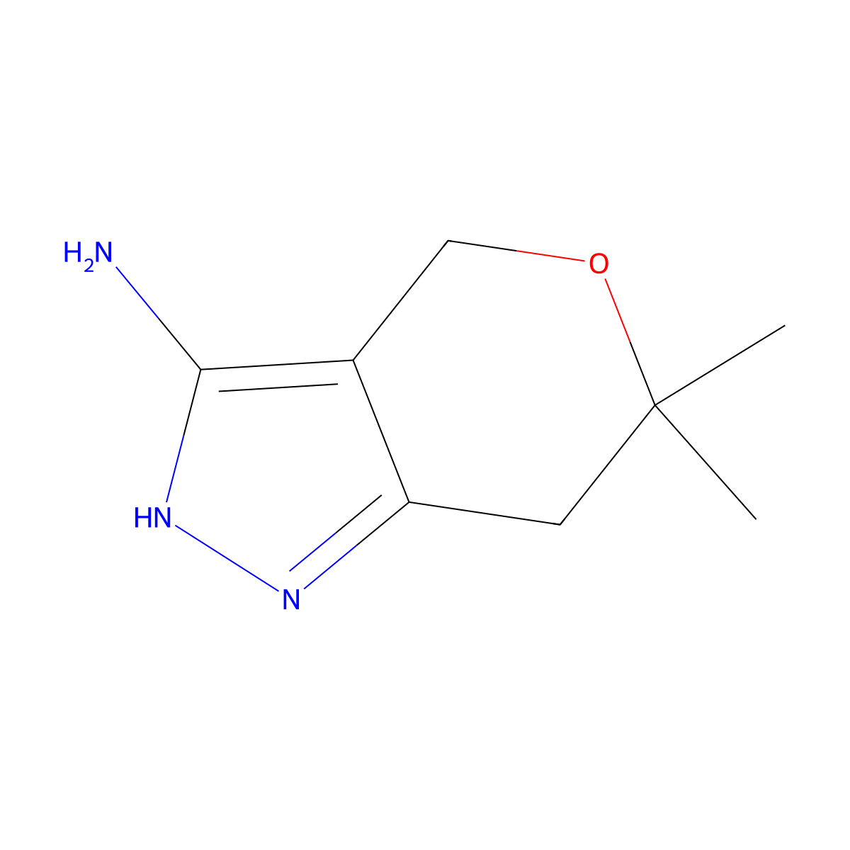 6,6-dimethyl-4,7-dihydro-1H-pyrano[4,3-c]pyrazol-3-amine molecular structure, CAS 2955709-32-5