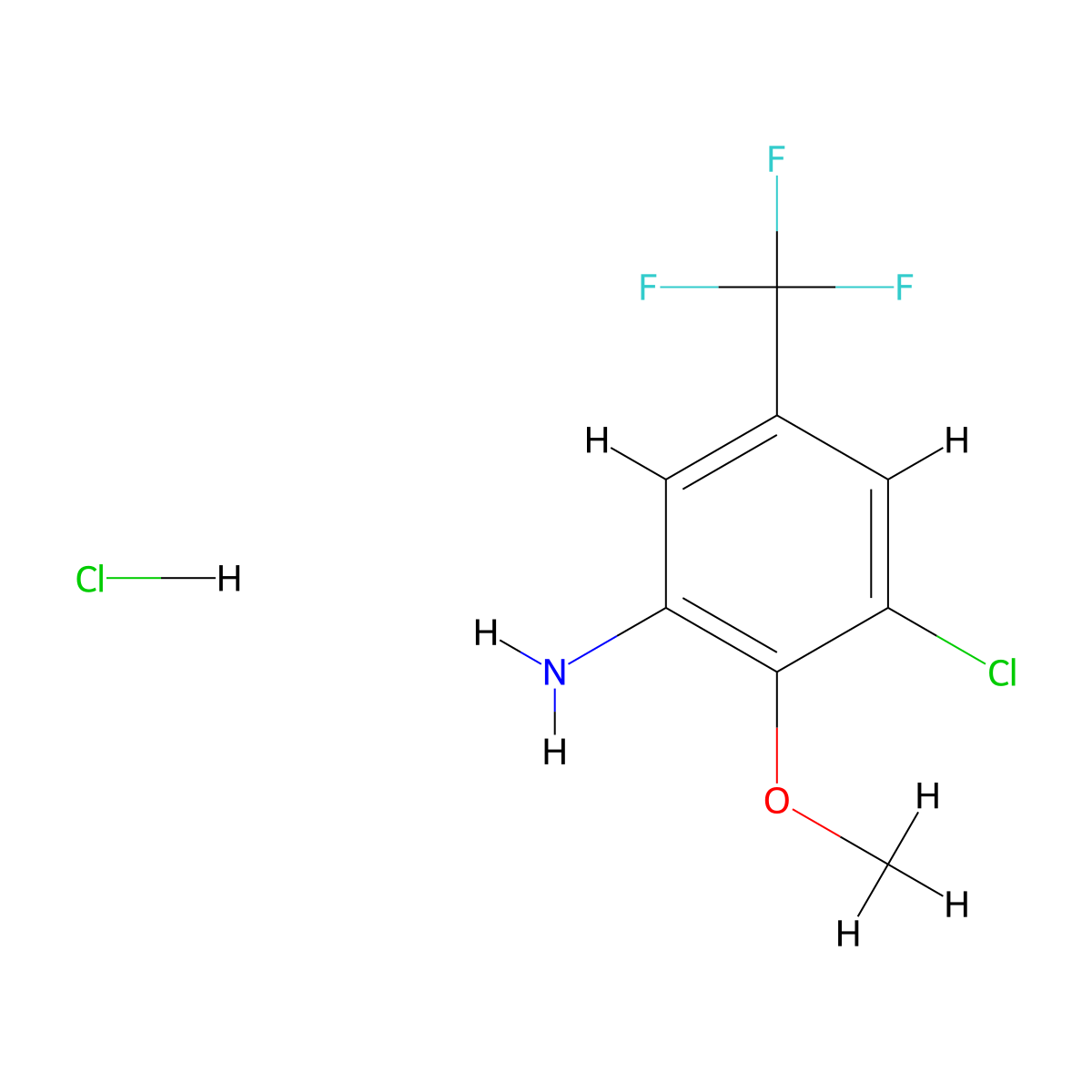 3-Chloro-2-methoxy-5-(trifluoromethyl)aniline hydrochloride molecular structure, CAS 2955709-35-8