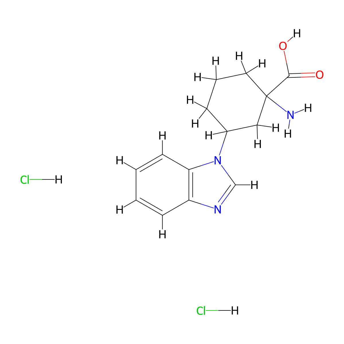 1-Amino-3-(benzimidazol-1-yl)cyclohexane-1-carboxylic acid;dihydrochloride molecular structure, CAS 2955709-37-0