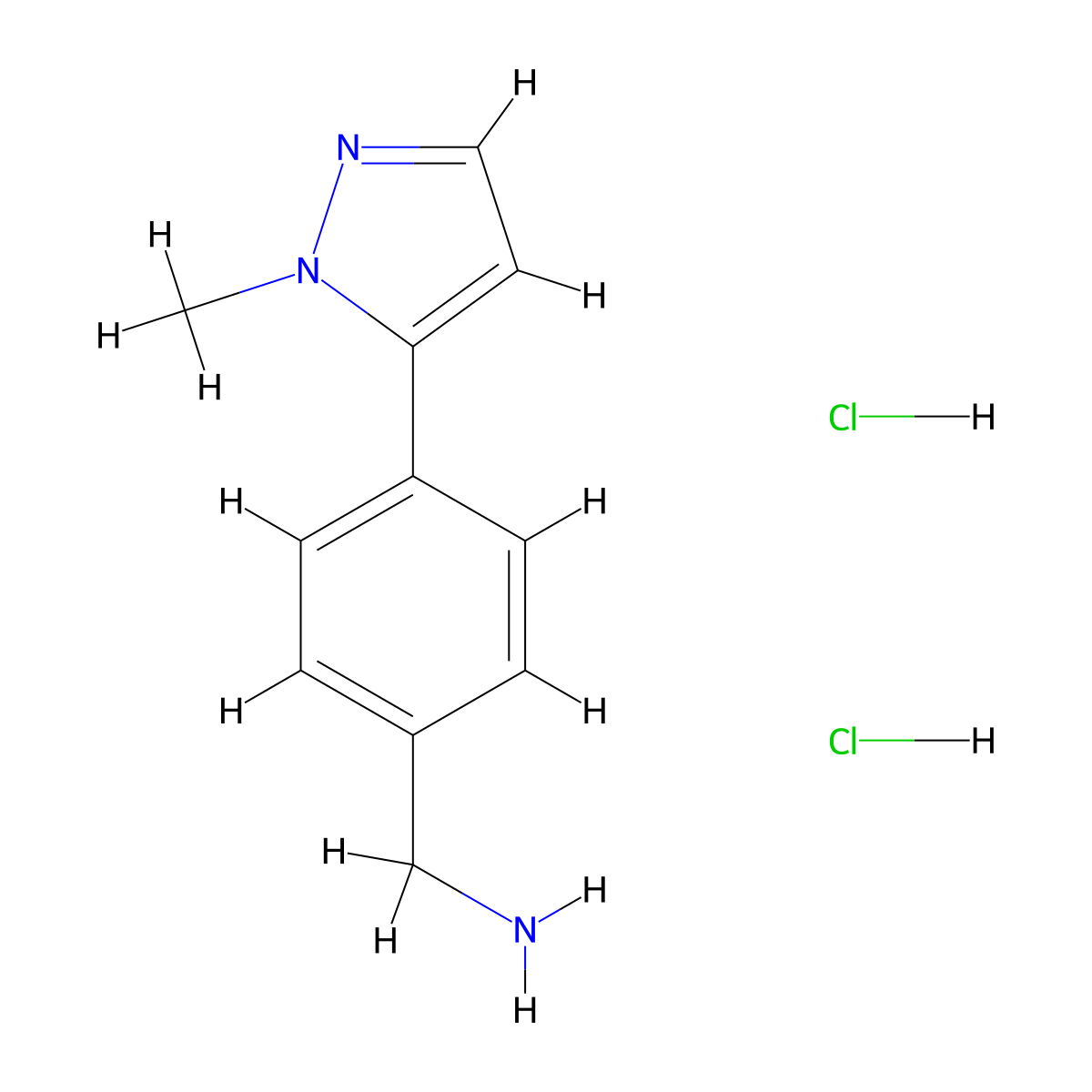 1-[4-(1-methyl-1H-pyrazol-5-yl)phenyl]methanamine dihydrochloride molecular structure, CAS 2955709-48-3